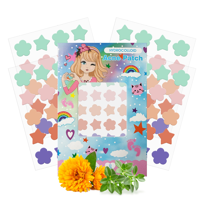Boxed 20-grain Medical Grade Highly Absorbent Mild Colorful Flower and Star Acne Patches