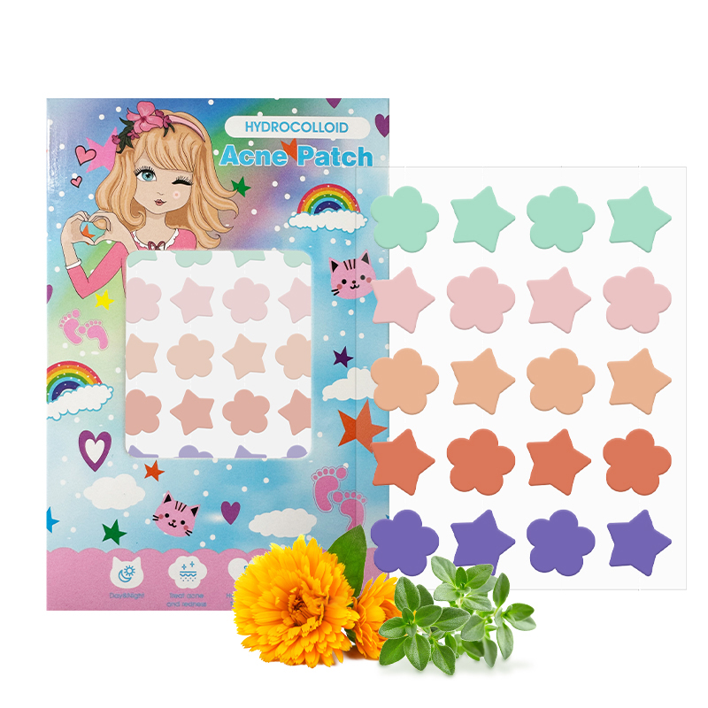 Boxed 20-grain Medical Grade Highly Absorbent Mild Colorful Flower and Star Acne Patches