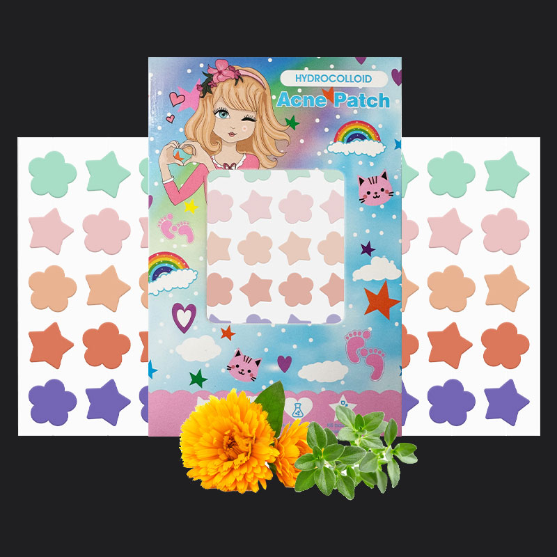 Boxed 20-grain Medical Grade Highly Absorbent Mild Colorful Flower and Star Acne Patches